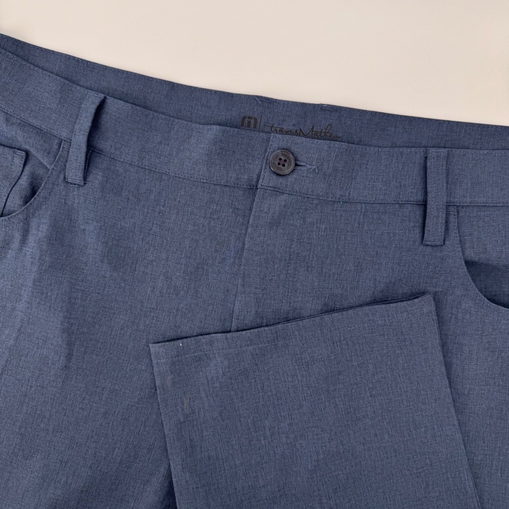 TravisMathew Golf Pants Men 42 Blue Heathered Stretch Performance 5-Pocket